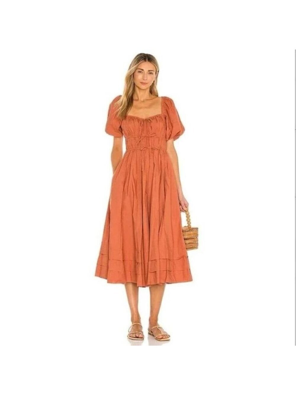Ulla Johnson Palma Dress Sz 4 Aragon Puff Sleeve Peasant Boho Milkmaid Smocked